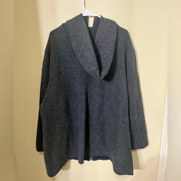 Eileen Fisher Woman Fuzzy Lambswool Blend Zip Up Jacket - Picture 12 of 16